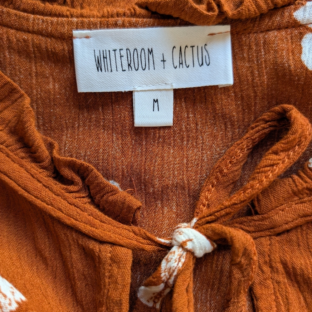 WHITEROOM + CACTUS Floral Rust Ruffle Blouse - Picture 3 of 4